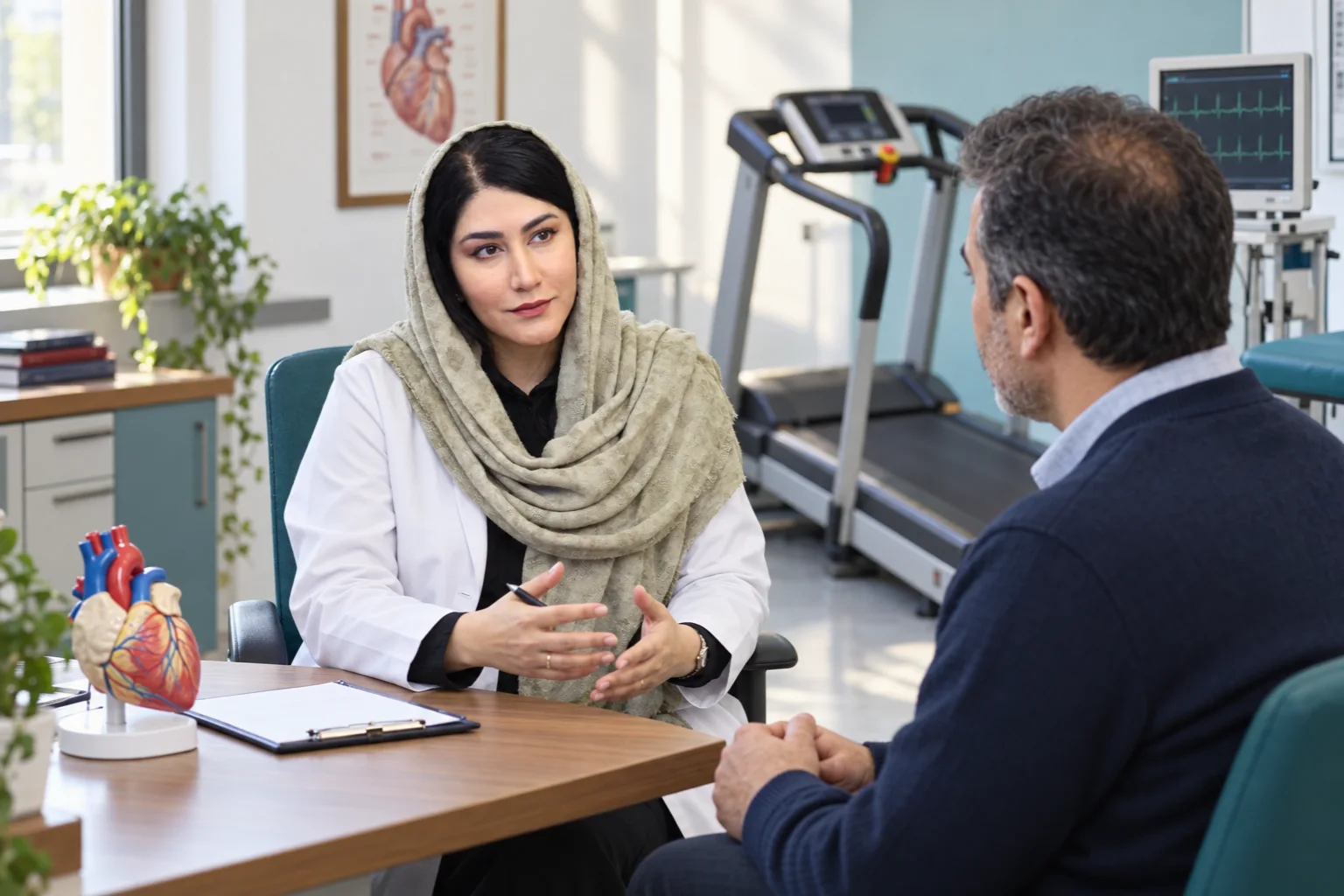بازسازی تصویری گفت‌وگوی دکتر سوده رودباری پیش از تست ورزش